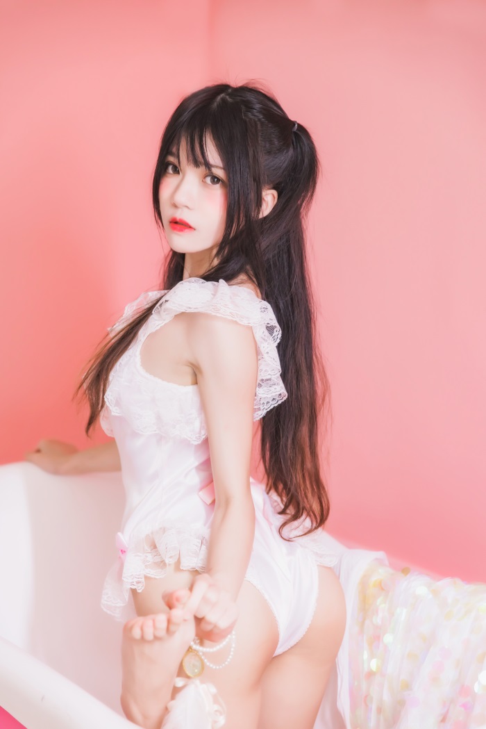萝利风COS 桜桃喵 – 冬眠系列-粉色浴缸