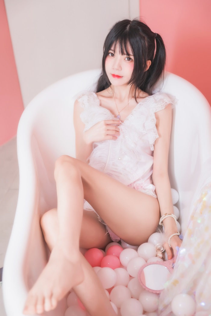 萝利风COS 桜桃喵 – 冬眠系列-粉色浴缸