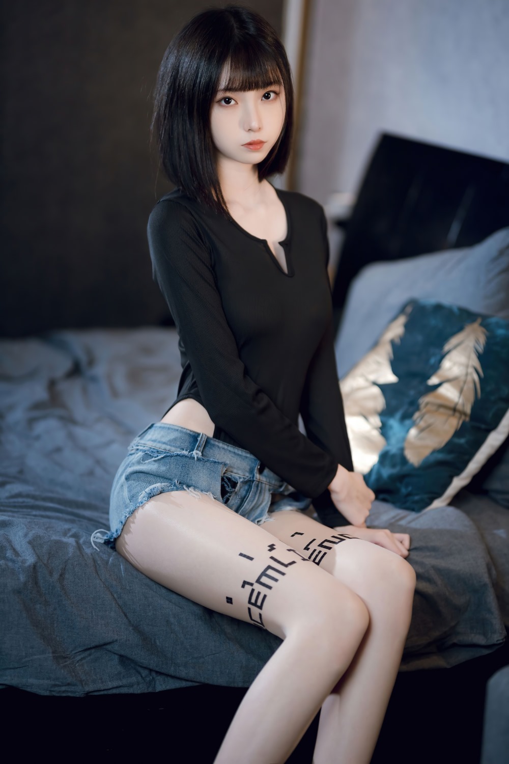 许岚LAN 纯欲牛仔短裤2
